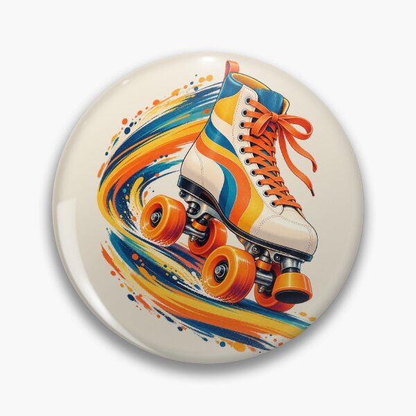 Item preview, The Rink Curve – Colorful Retro Quad Roller Skate designed and sold by astersgraphics.