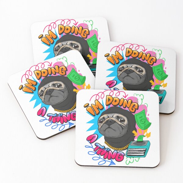 Item preview, I'm Doing a Thing Funny Pug Money Illustration designed and sold by amberwell-snake.