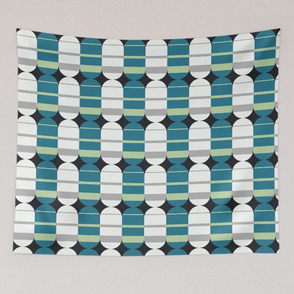 Item preview, Retro Geometric Arch Pattern in Teal and Sage Green designed and sold by PatternXOXO.