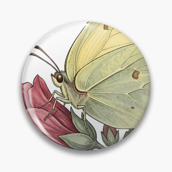 Item preview, Vintage Naturalist Brimstone Butterfly on Mallow — Antique Butterfly Art designed and sold by Catch333.