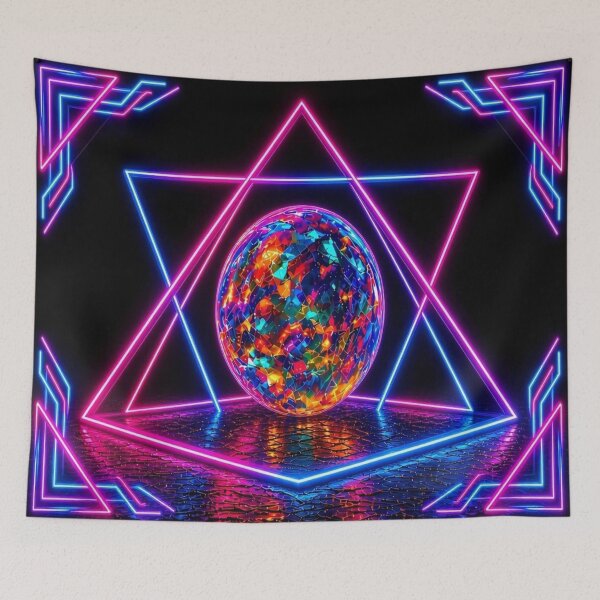 Item preview, Neon Cyber Sacred Star - Psychedelic Prismatic Cosmic Orb Art designed and sold by Breezes-of-Ida.
