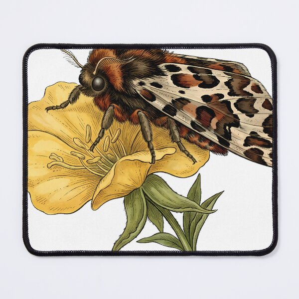Item preview, Vintage Naturalist Garden Tiger Moth on Evening Primrose — Antique Moth Art designed and sold by Catch333.