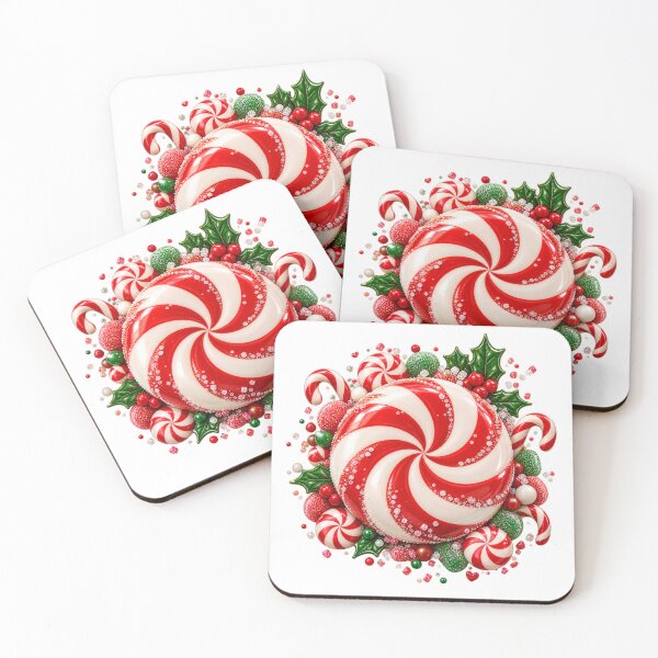 Item preview, Christmas Peppermint Candy with Holly and Candy Canes designed and sold by Pixanova.