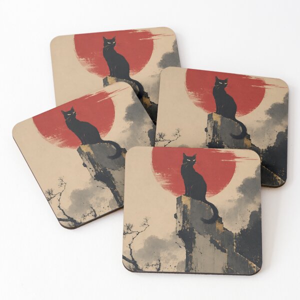 Item preview, Above It All — Japanese Black Cat designed and sold by Mooncalf Market.