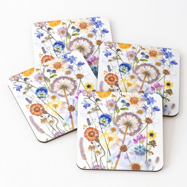 Item preview, Pressed Wildflowers Botanical Flat Lay Colorful Floral Art designed and sold by Catrinann.