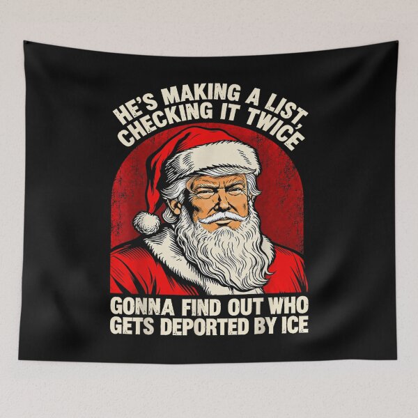 Item preview, He's Making A List Checking It Twice Political Christmas designed and sold by Dela3.
