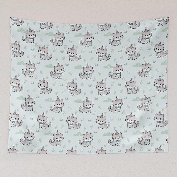 Item preview, Cute Party Cat Seamless Pattern designed and sold by prapapon.