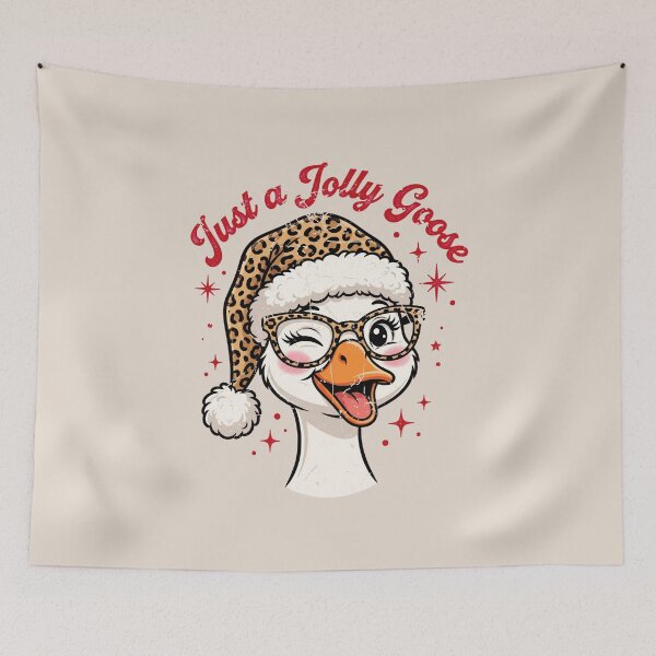 Item preview, Christmas Goose in Leopard Print Santa Hat designed and sold by dudelinart.