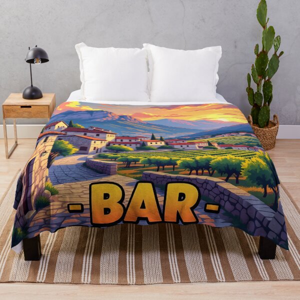 Item preview, Bar Old Town Montenegro – Vintage Mountain Village Travel Poster designed and sold by LSVart.