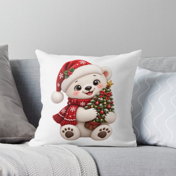 Item preview, Christmas Teddy Bear Holding a Festive Tree  designed and sold by Pixanova.