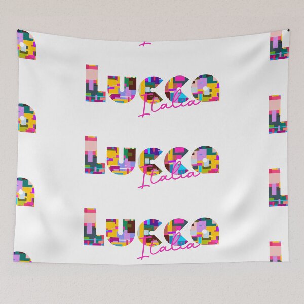 Item preview, Lucca, Italy, Italia, colorful typography design for travellers designed and sold by Wanderful-roads.