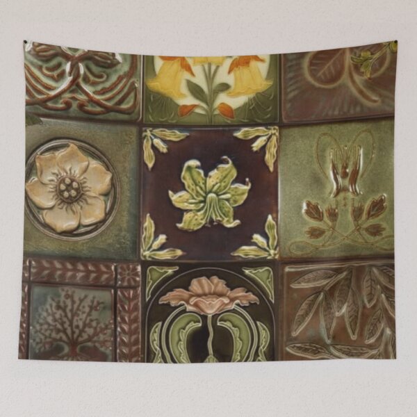 Item preview, Brown floral tiles  designed and sold by H4ppy01.