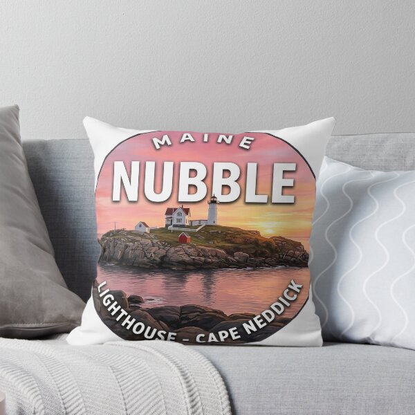 Item preview, Nubble Lighthouse Maine Sunset Island Round Badge Sticker designed and sold by DetourDgn.
