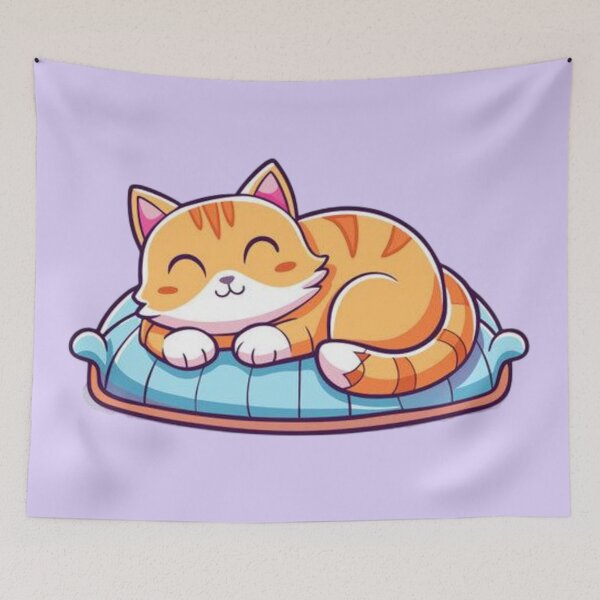 Item preview, Sleepy Kawaii Cat – Cute Orange Tabby Kitten designed and sold by MushArtist.
