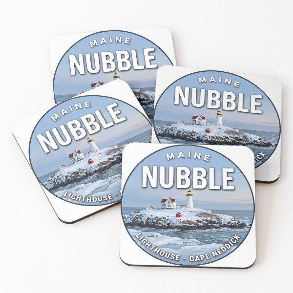 Item preview, Nubble Lighthouse Maine Winter Light Round Badge Sticker designed and sold by DetourDgn.
