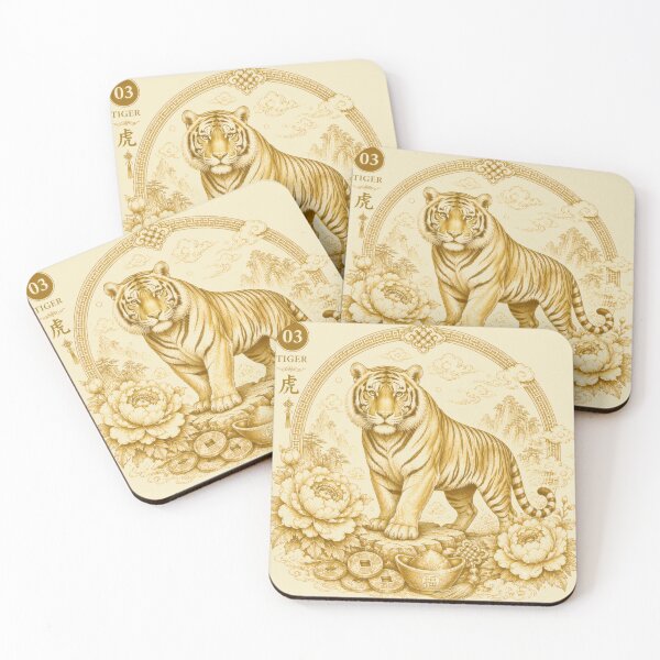 Item preview, Year of the Tiger Chinese Zodiac Gold Art Luxury Asian Zodiac designed and sold by Soluna Studio.