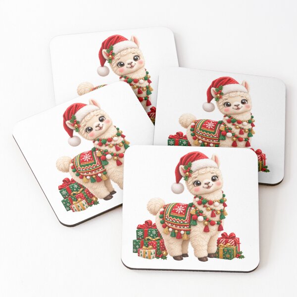 Item preview, Cute Christmas Llama with Santa Hat and Festive Gifts designed and sold by Pixanova.
