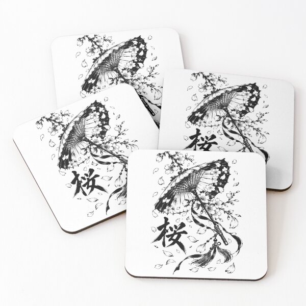 Item preview, Sumi-e Wagasa Amid Falling Sakura designed and sold by bapupa.