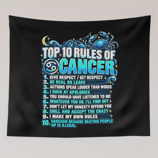Item preview, Top 10 Rules of Cancer Zodiac Personality Humor Design designed and sold by stmpdwrld.