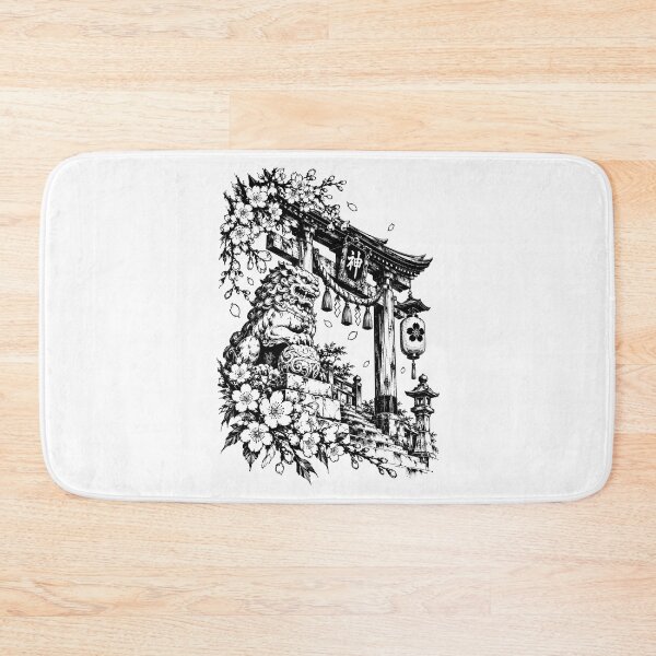 Item preview, Monochrome Shrine Gate and Guardian Lion designed and sold by bapupa.