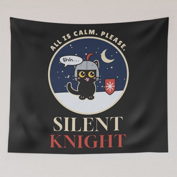 Item preview, Silent Knight Funny Christmas Cat Knight Pun designed and sold by somebasic.