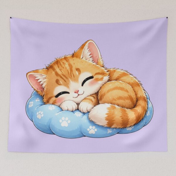 Item preview, Sleepy Kawaii Cat – Cute Orange Tabby Kitten designed and sold by MushArtist.