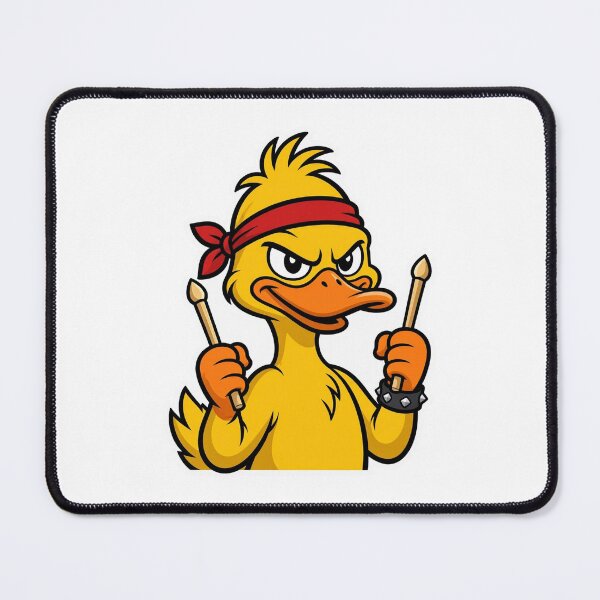 Item preview, Rebellious Duck Heavy Metal Drummer with Drumsticks – Funny Music Animal designed and sold by Confuzz1ed.