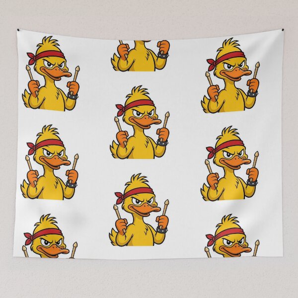 Item preview, Rebellious Duck Heavy Metal Drummer with Drumsticks – Funny Music Animal designed and sold by Confuzz1ed.
