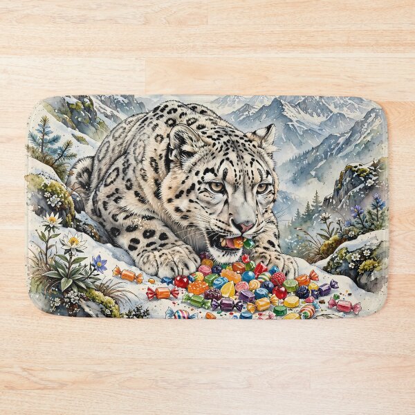 Item preview, Snow Leopard Eating Sweets designed and sold by m-y-A-I-A-R-T-.