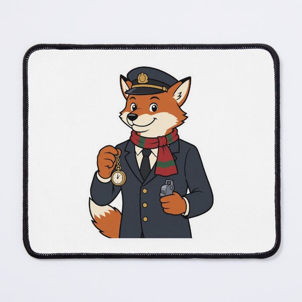 Item preview, Fox Christmas Train Conductor with Pocket Watch – Charming Winter Animal designed and sold by Confuzz1ed.