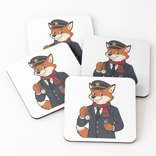 Item preview, Fox Christmas Train Conductor with Pocket Watch – Charming Winter Animal designed and sold by Confuzz1ed.