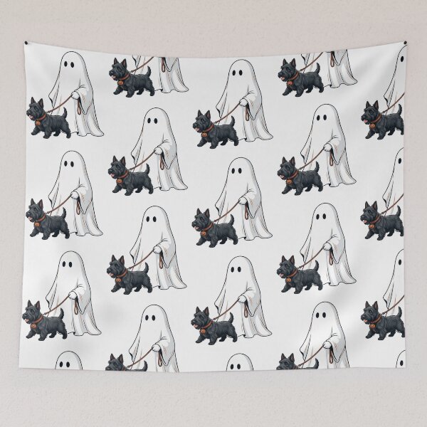 Item preview, Ghost Walking Scottish Terrier Halloween Cute Spooky Black Scottie Dog Lover designed and sold by raedattia.