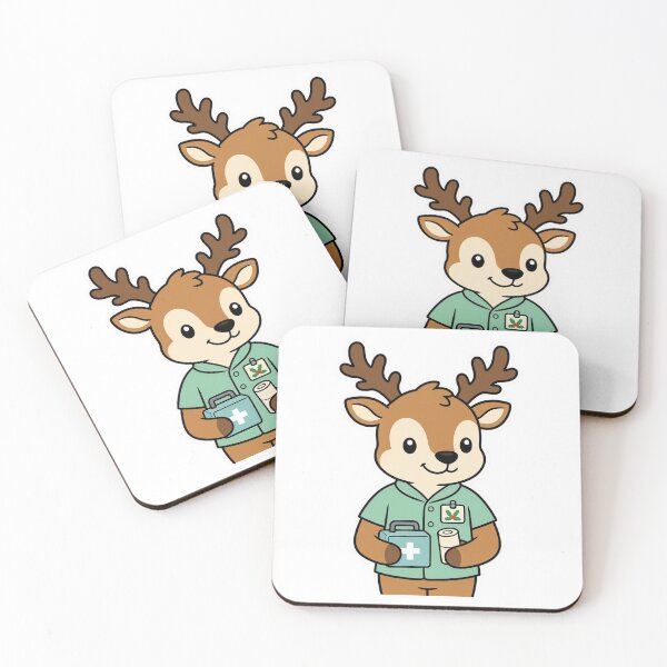 Item preview, Caring Reindeer Veterinary Nurse with Medical Kit – Cute Christmas Animal designed and sold by Confuzz1ed.