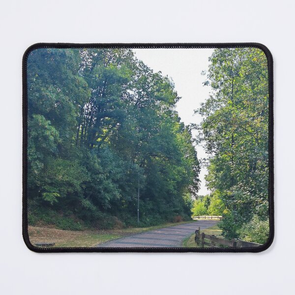 Item preview, Paved path at the edge of the forest with a wooden fence designed and sold by LKühlArt.