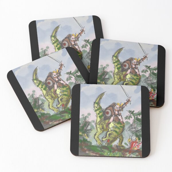 Item preview, Hunter Riding Fierce Dinosaur with Sword and Shield designed and sold by lcnsdjstrtrystd.