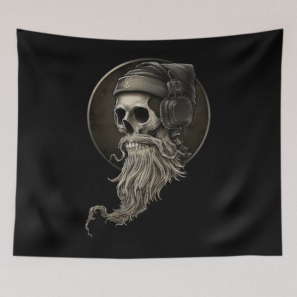 Item preview, Vikingss Vintage Skulls Beard With Headphones designed and sold by Widehaus.