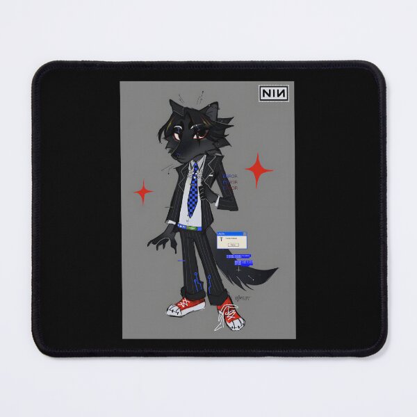 Item preview, Cyberpunk Wolf Character in Pinstripe Suit with Tech Glitches designed and sold by lcnsdjstrtrystd.