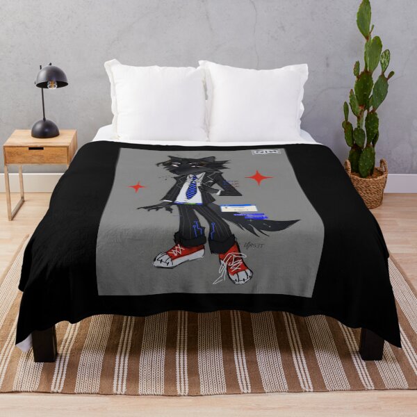 Item preview, Cyberpunk Wolf Character in Pinstripe Suit with Tech Glitches designed and sold by lcnsdjstrtrystd.