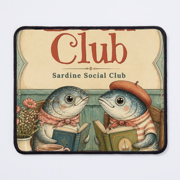 Item preview, Book Club Sardine Social Club Reading Fish Coquette designed and sold by ChotipahArt.