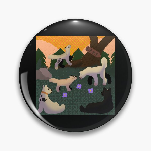 Item preview, Cute Wolves in Forest with Lake Sign Illustration designed and sold by lcnsdjstrtrystd.