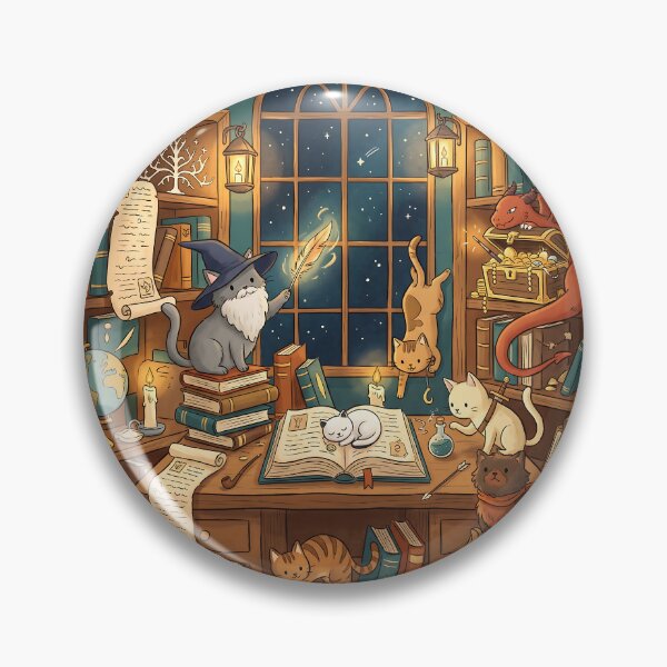 Item preview, Wizard Cats Fantasy Library Study – Whimsical Cozy Magic designed and sold by LexaArtworks.