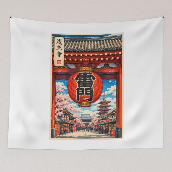 Item preview, Senso-ji Temple and Kaminarimon Gate – Traditional Japanese Ukiyo-e Art designed and sold by Neo Japonism Art.