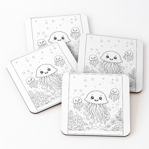 Item preview, Coloring book style print. Jellyfish designed and sold by MS Production.