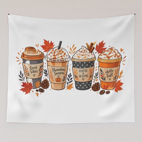 Item preview, Pumpkin Spice Coffee Cups Autumn Leaves Hello Fall designed and sold by jeshands.
