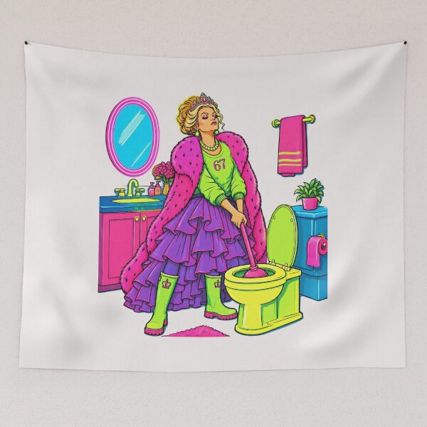 Item preview, Neon Royal Flush – Funny Queen with Toilet Plunger. designed and sold by NewtBoo.
