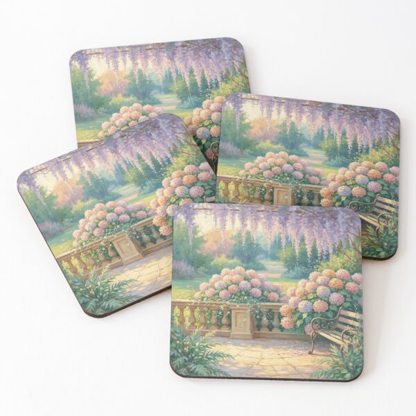 Item preview, Blush Hydrangea and Wisteria Garden – Impressionist Floral Painting designed and sold by Tamas Das.