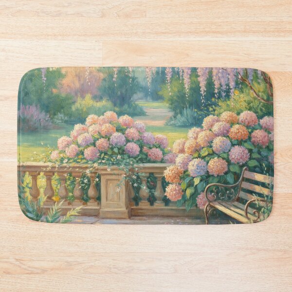Item preview, Blush Hydrangea and Wisteria Garden – Impressionist Floral Painting designed and sold by Tamas Das.