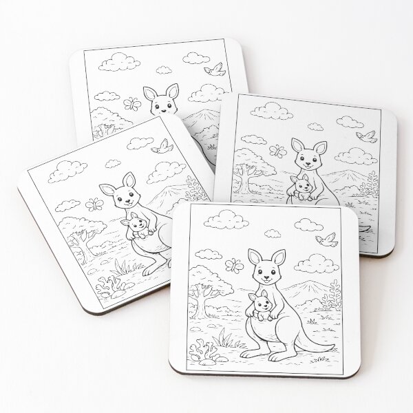 Item preview, Coloring book style print. Kangaroo designed and sold by MS Production.