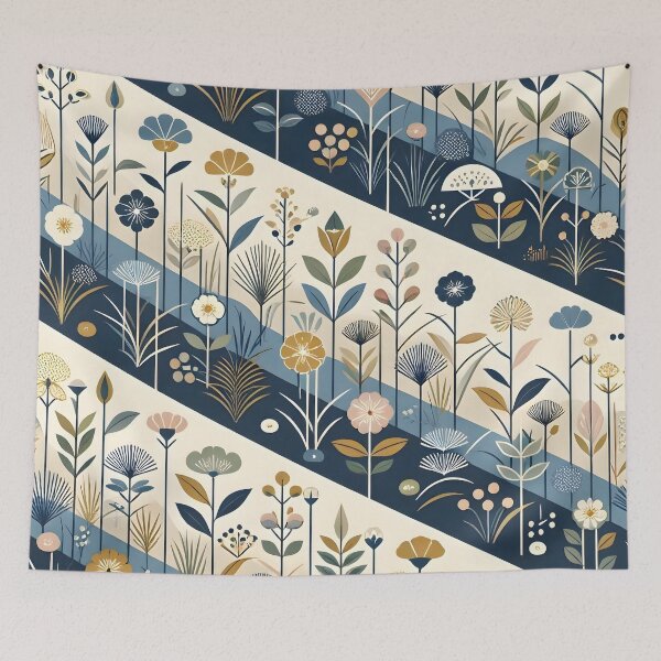 Item preview, Diagonal Mid Century Modern Botanical Stripe Pattern designed and sold by Sybille-Yates.
