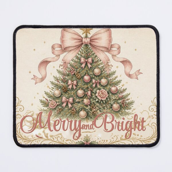Item preview, Merry And Bright Pink Bow Christmas Tree Vintage designed and sold by ChotipahArt.